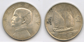 中国古銭（孫文）「一円銀貨」